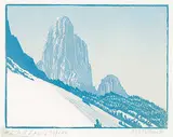 #2 Mount Louis #30/100 by Margaret Shelton, 1943, lino block in three colours on paper, sold May 2014
