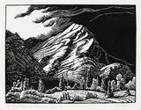 The Last Peak at Exshaw #22/50 by Margaret Shelton, 1944, lino block on paper, sold May 2014