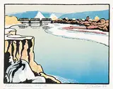 Red Deer River #94/100 by Margaret Shelton, 1944, lino block in six colours on paper, sold May 2014
