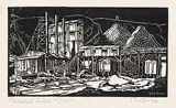 Rosedale Tipple #2/25 by Margaret Shelton, 1946, lino block on paper, sold May 2014