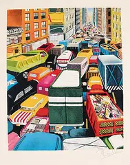 Robert Cenedella, Untitled - Gridlock XVI/VC, colour silkscreen on paper