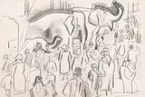 Laura Knight, Untitled - The Circus Comes to Town I, graphite on paper