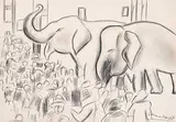 Laura Knight, Untitled - The Circus Comes to Town II, graphite on paper