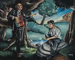 Ronald John Spickett, Untitled - The Teacher, gouache on paper board