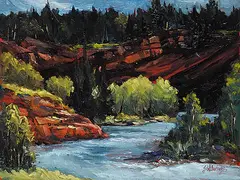 Sharon Lynn Williams, Cliff Hanger, oil on board