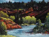 Sharon Lynn Williams, Cliff Hanger, oil on board