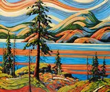 The Rythmic [sic] Land by Rod Charlesworth, oil on canvas, sold May 2014