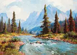 Mistaya River by Roland Gissing, oil on canvas, sold May 2014