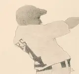 John Howard Gould, In the Bleachers, 2000, conte on paper