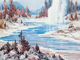 Alfred Crocker Leighton, Geyser, Firehole River, Yellowstone Nat. Park