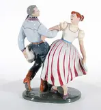 Leo Mol, Square Dancers, 1955, glazed ceramic sculpture