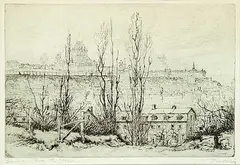 Robert Pilot, Quebec Through the Trees, etching on paper