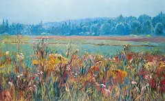 Helen Rogak, Mow's Hill [View from Saanich], 1994, acrylic on canvas