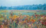 Helen Rogak, Mow's Hill [View from Saanich], 1994, acrylic on canvas