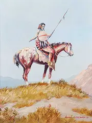 Gerald T. Tailfeathers, The Sentinel, 1961, oil on canvas