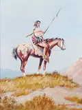 Gerald T. Tailfeathers, The Sentinel, 1961, oil on canvas
