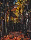 A. Curtis Williamson, Wooded Interior, oil on paper board