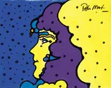 Peter Max, Untitled - Zen Max Series - Lucy with the Purple Hair, acrylic on canvas board