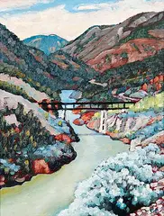 Glenn Clark, Fraser River Near Lillooet, 2010, oil on wood panel