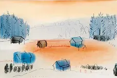 Colin D. Graham, Untitled - Sunset in the Valley, gouache on paper