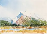 John William Harvie, Mt. Rundle - Banff, watercolour on paper