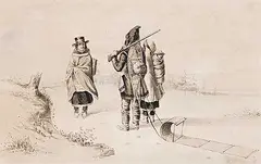 Cornelius Krieghoff, Hunter, Two Squaws and Papoose, lithograph on paper
