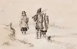 Cornelius Krieghoff, Hunter, Two Squaws and Papoose, lithograph on paper