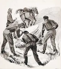 Willis Magee, Untitled - Clearing the Fields, ink and wash on paper
