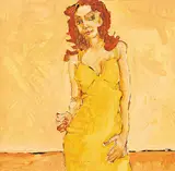 Untitled - Yellow Dress by Robert F.M. McInnis, 2008, oil on wood board, sold May 2014