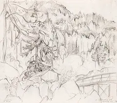 Irene Hoffar Reid, Mount Gardiner [sic], Bowen Is., 1934, graphite on paper