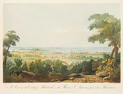 Edward Walsh, A View of the City of Montreal and the River St. Laurance from the Mountain, colour engraving on paper