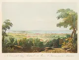 Edward Walsh, A View of the City of Montreal and the River St. Laurance from the Mountain, colour engraving on paper