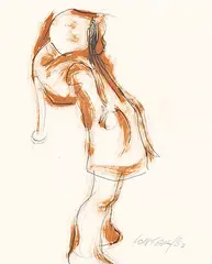 William Arthur Winter, Untitled - Girl in a Parka, 1982, graphite and gouache on paper