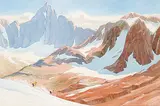 Percy Roy Wilson, Untitled - Spring Skiing in the Mountains, 1970, watercolour on paper