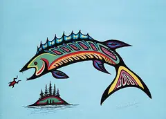 Noel Ducharme, Untitled - Pike Catching Frog, 1976, acrylic on canvas