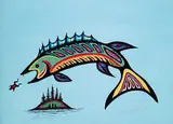 Noel Ducharme, Untitled - Pike Catching Frog, 1976, acrylic on canvas