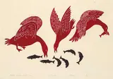 Peter Aliknak, Seagulls #4/50, 1975, colour relief print on paper