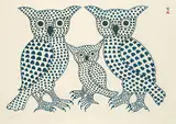Kenojuak Ashevak, Winter Owls #4/50, 1975, relief print on paper