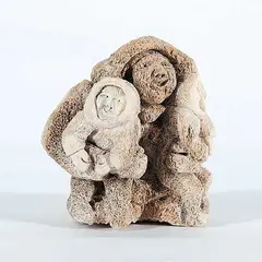 Goota Ashoona, Lady with Two Babies, 2002, bone carving
