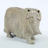 Lucassie Ikkidluak, Muskox, 2000, light green stone with bone carving