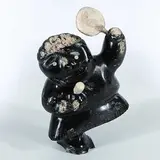 Peter Kiahingnaq, Untitled - Drum Dancer, black stone carving with bone