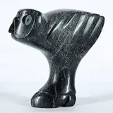 Joanassie Manning, Perched Owl, green stone carving