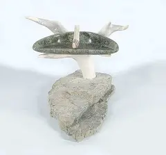 Billy Merkosak, Untitled - Antler Kudlik [Oil Lamp], 2003, stone and bone carving