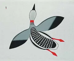 Ascending Loon #44/50 by Ohotaq Mikkigak, 2003, colour stonecut on paper, sold Mar 2014