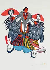 Marion Tuu'Luuq, People and Grailings #A/P, 1974, colour relief print on paper