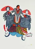 Marion Tuu'Luuq, People and Grailings #A/P, 1974, colour relief print on paper