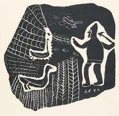 Josie Papialuk, Going Hunting #16/30, 1963, relief print on paper
