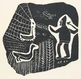 Josie Papialuk, Going Hunting #16/30, 1963, relief print on paper