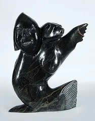 Untitled - Sedna - Female Spirit Figure by Kellypalik Qimirpik, dark grey stone carving, sold Mar 2014