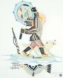 Peter Ragee, Untitled - Spirit Drummer, 1996, ink and coloured pencil on paper